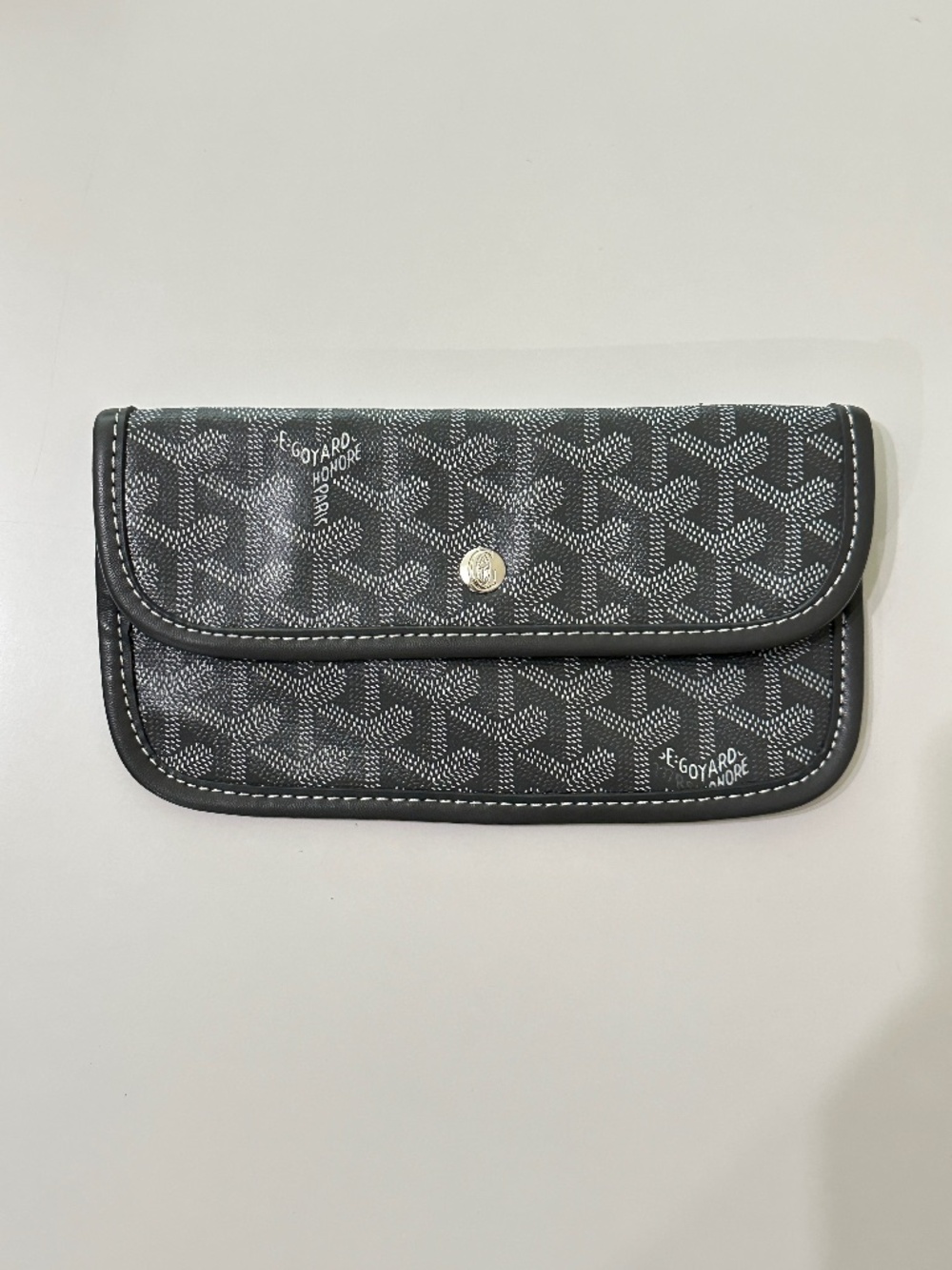 Goyard Saint Louis Pouch Wallet Black Grey Canvas Leather France